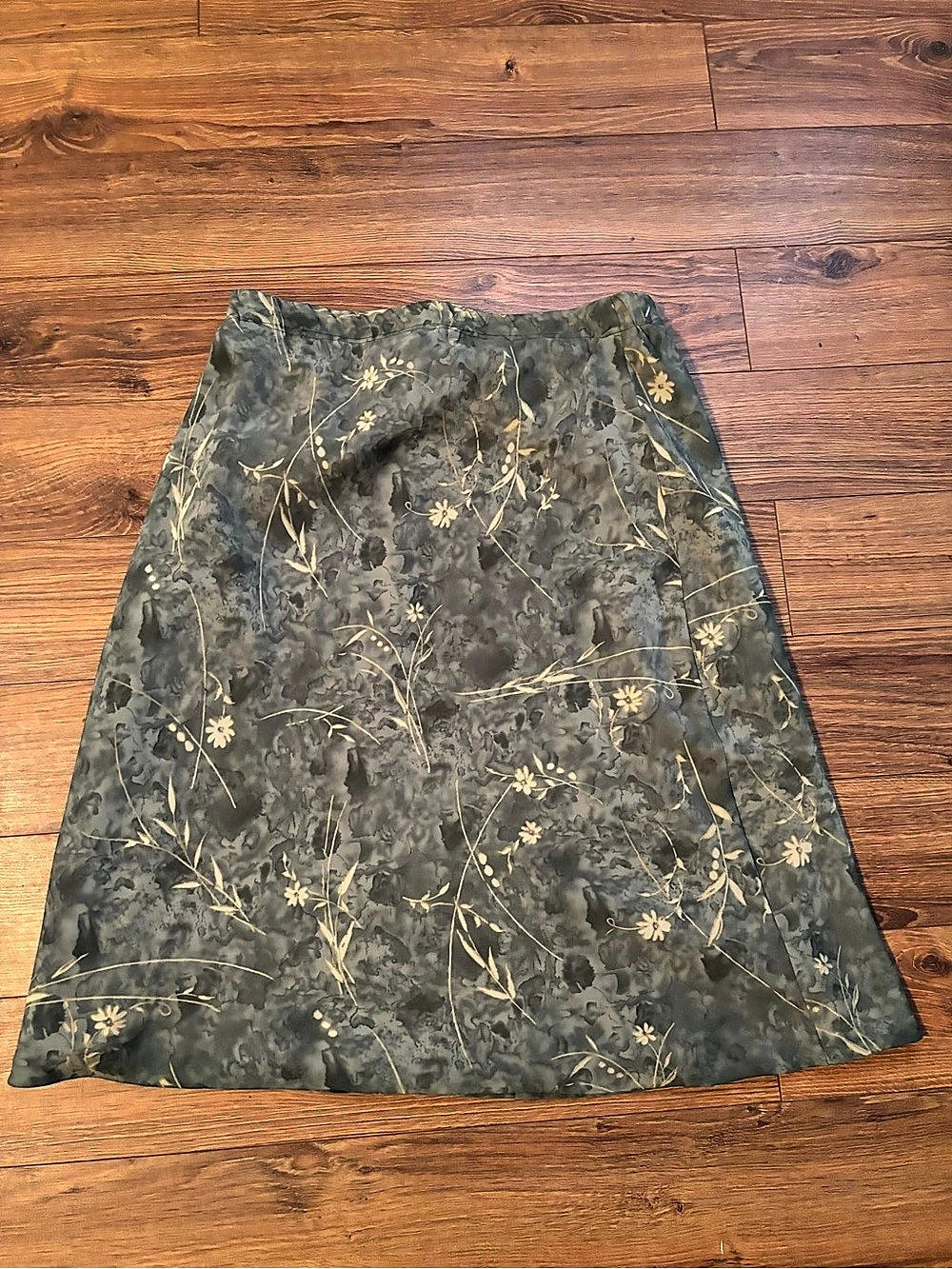 Floral A-Line Skirt in Green & Brown